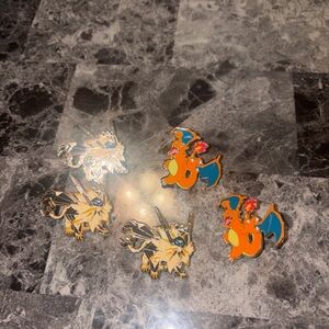 Pokemon Charizard and Zacian Enamel Pin Set - Orange, Blue, Yellow, Black